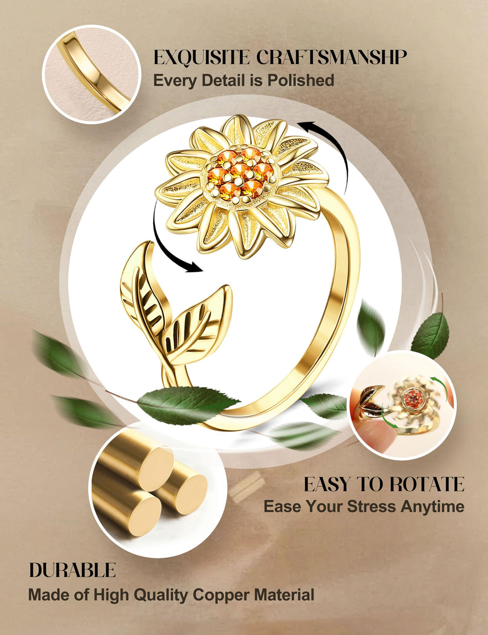 Fibo Steel 9 Pcs fidget rings Butterfly motif for daily style and focus.