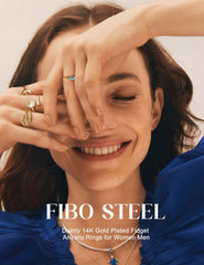 Fibo Steel 9 Pcs fidget rings CZ stone close-up for subtle stress relief.