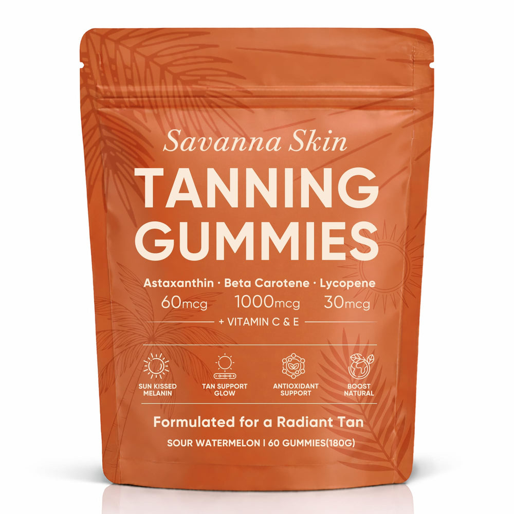 Fibosara Savanna Skin Gummies bottle for convenient daily use and radiant skin.