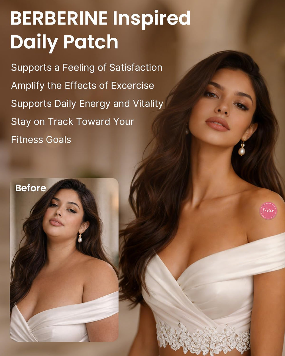 Ficeco Berberine patches discreetly worn under clothing for low-profile use.