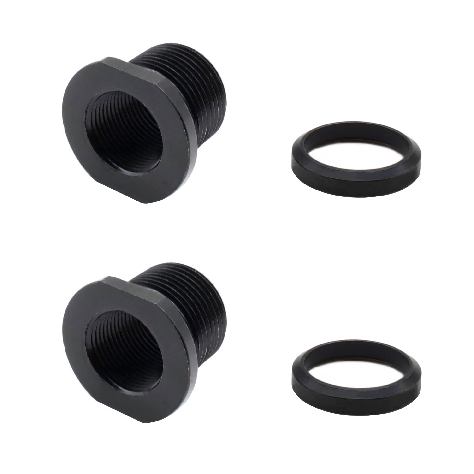 Ficero thread protector front view showing 1/2x28 to 5/8x24 conversion