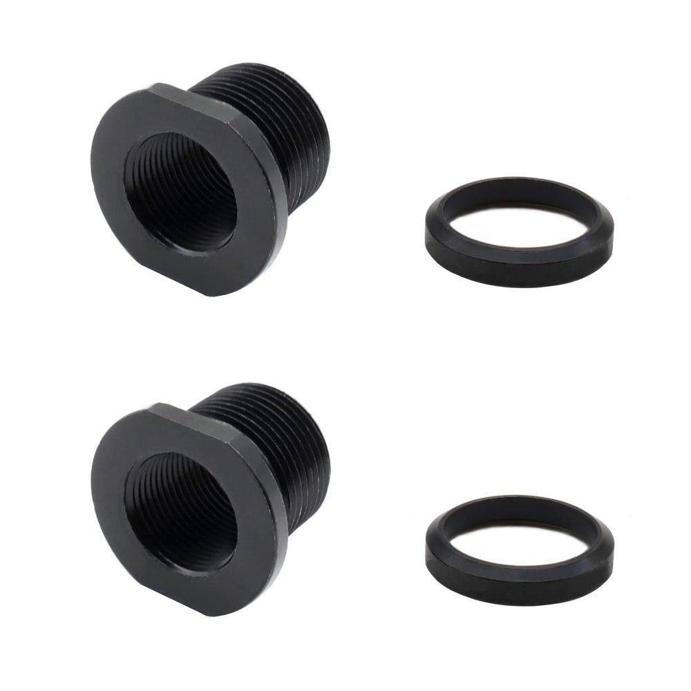 Ficero thread protector front view showing 1/2x28 to 5/8x24 conversion