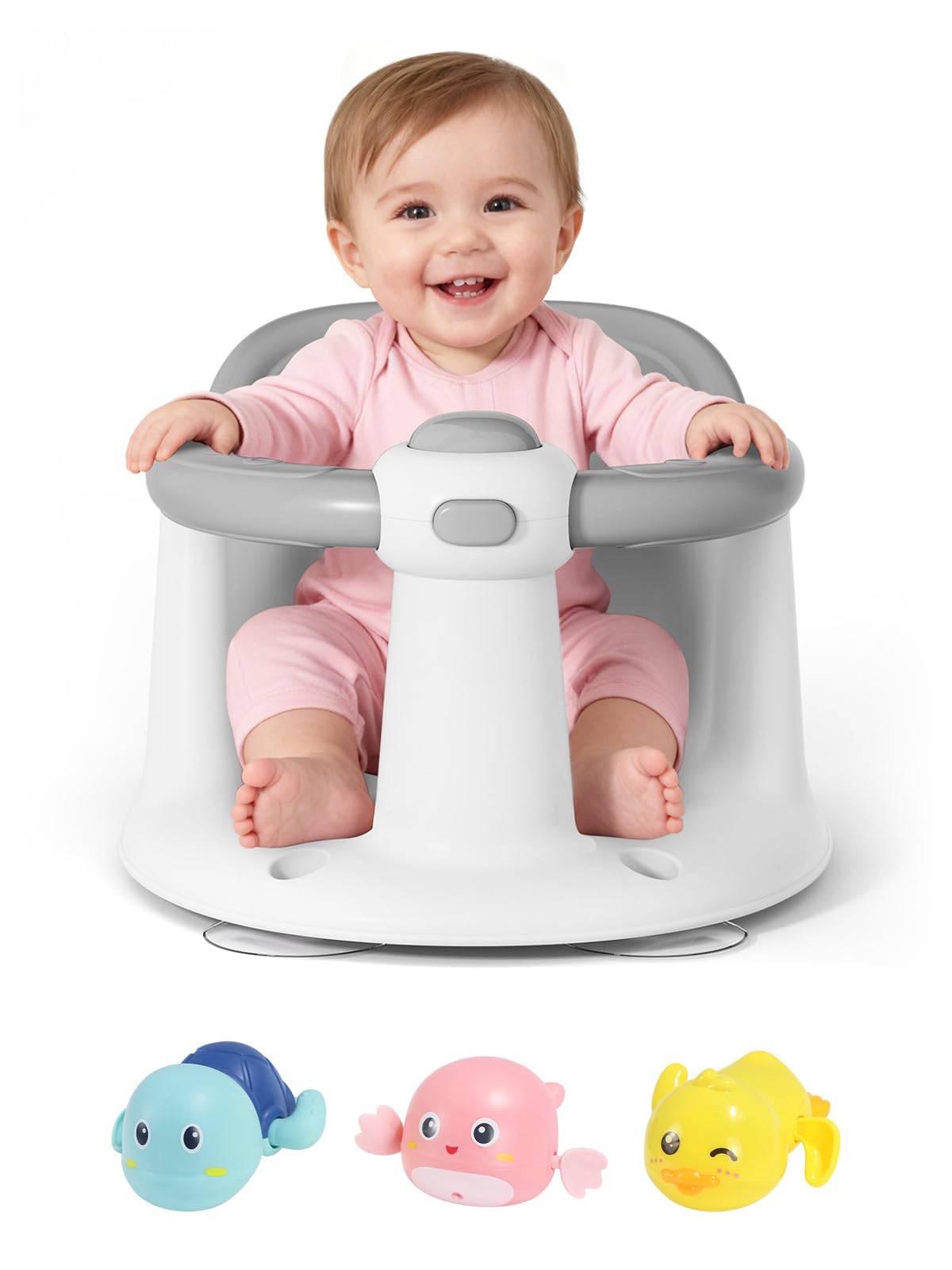 FIDAPEKE baby bath seat side view—secure seating for infants during bath time.