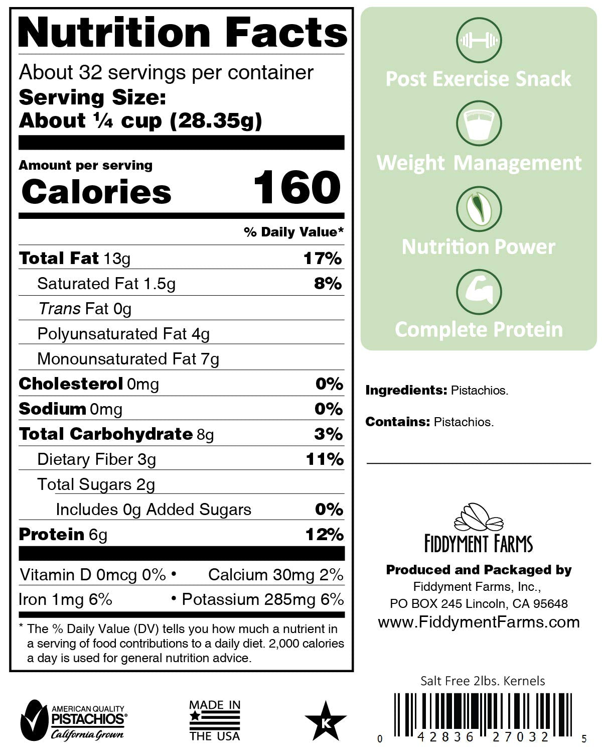 Fiddyment Farms gift-ready pistachios packaging, ideal for holidays.