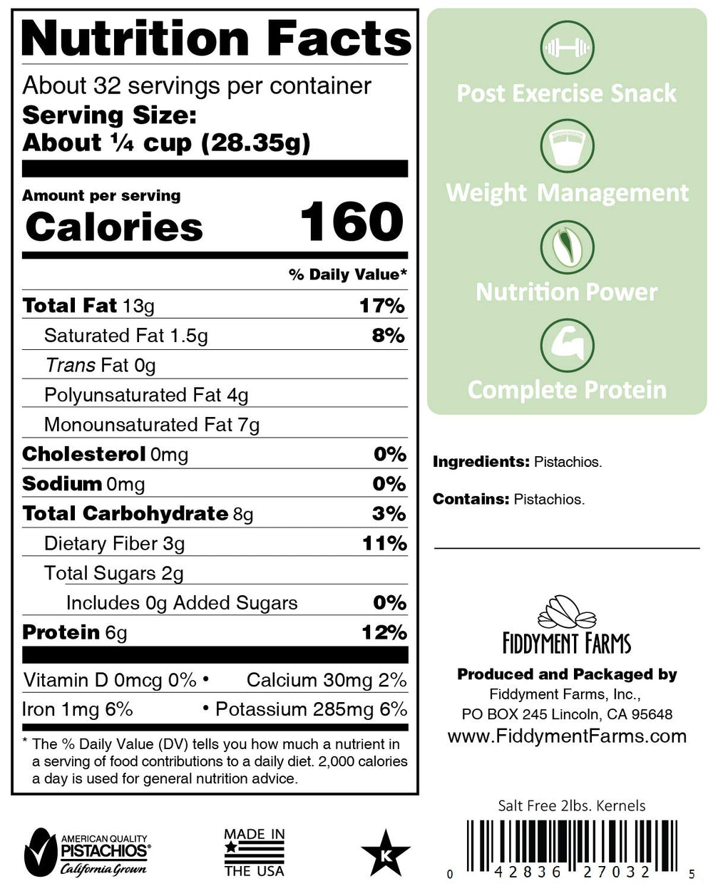Fiddyment Farms gift-ready pistachios packaging, ideal for holidays.