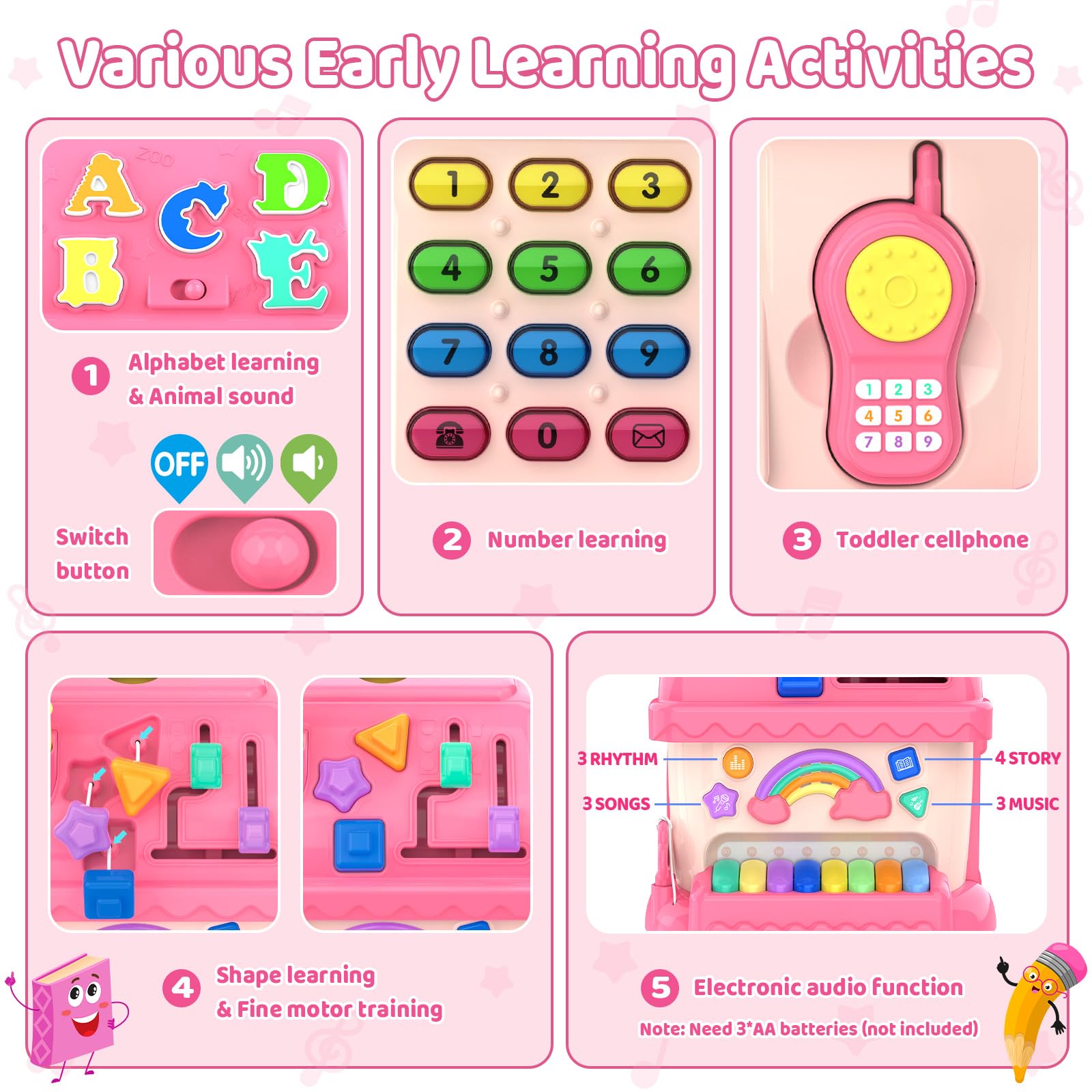 Fidecexv safe portable busy toy with a roof handle for travel play