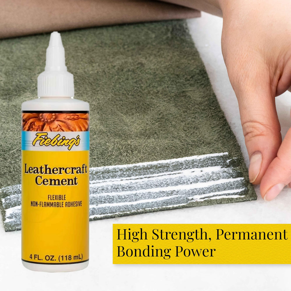 Fiebing's Leathercraft Cement drying clear for a seamless finish on leather.