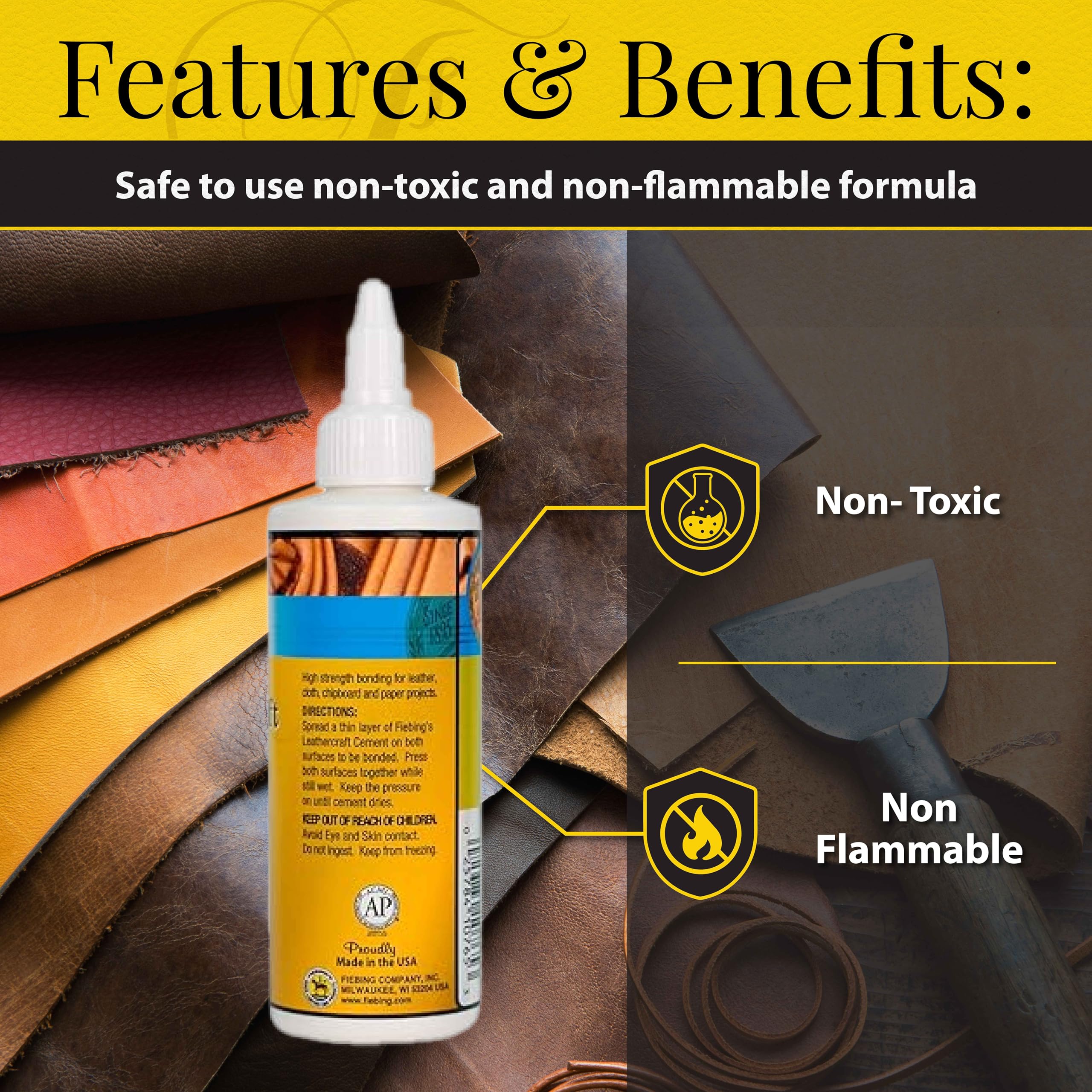 Repairing a leather jacket with Fiebing's Cement yields a durable bond.