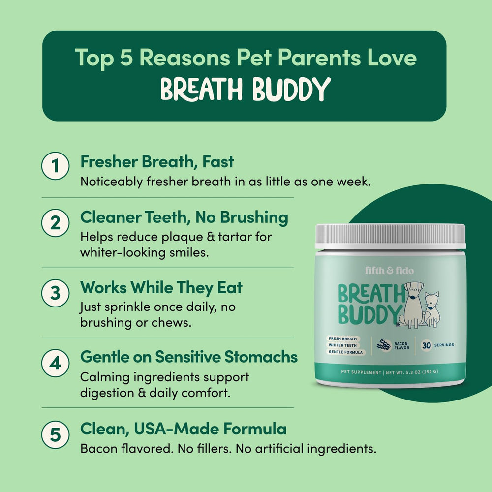 Open tin of Breath Buddy showing powder ready to sprinkle