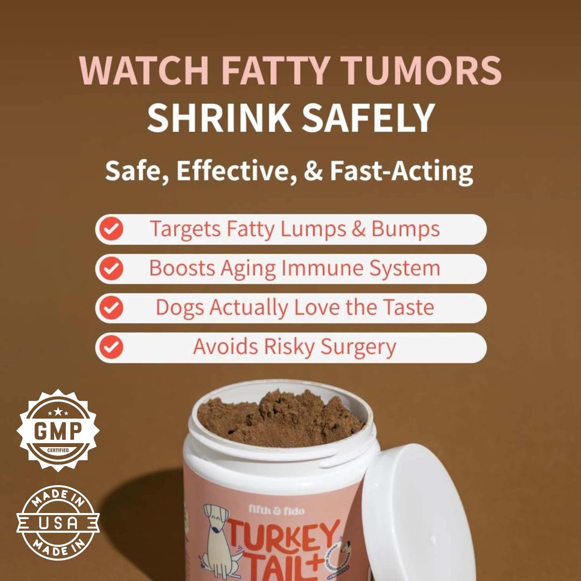 Fifth & Fido turkey tail topper on dog food bowl for meals.