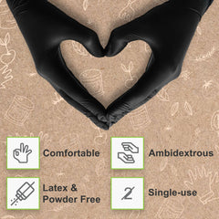 FifthPulse black nitrile gloves with textured fingertips for improved grip.