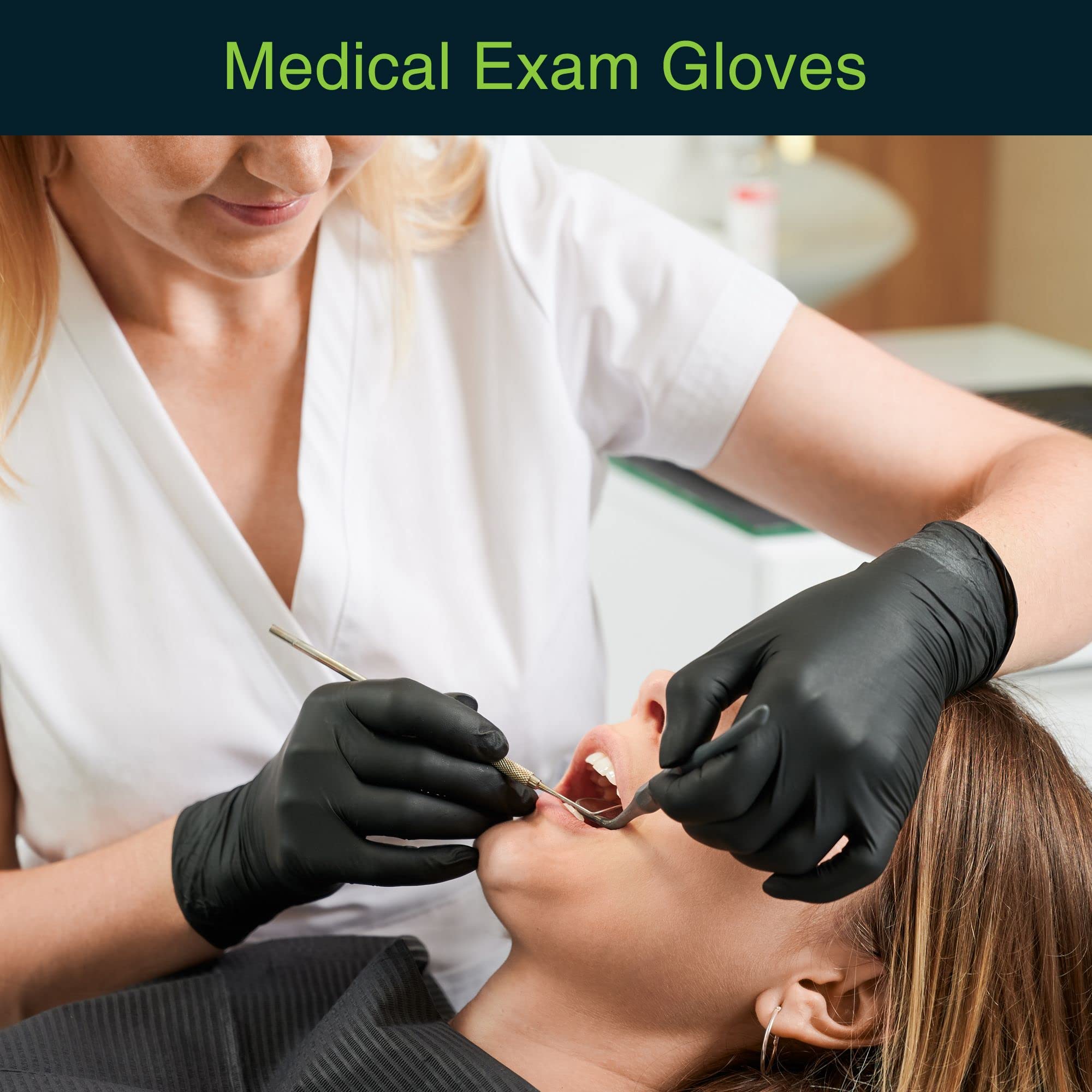 FifthPulse black vinyl gloves, durable 3 mil, ideal for cleaning and professional settings.