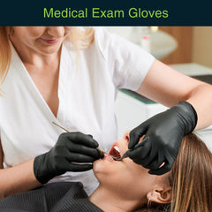 FifthPulse black vinyl gloves, durable 3 mil, ideal for cleaning and professional settings.