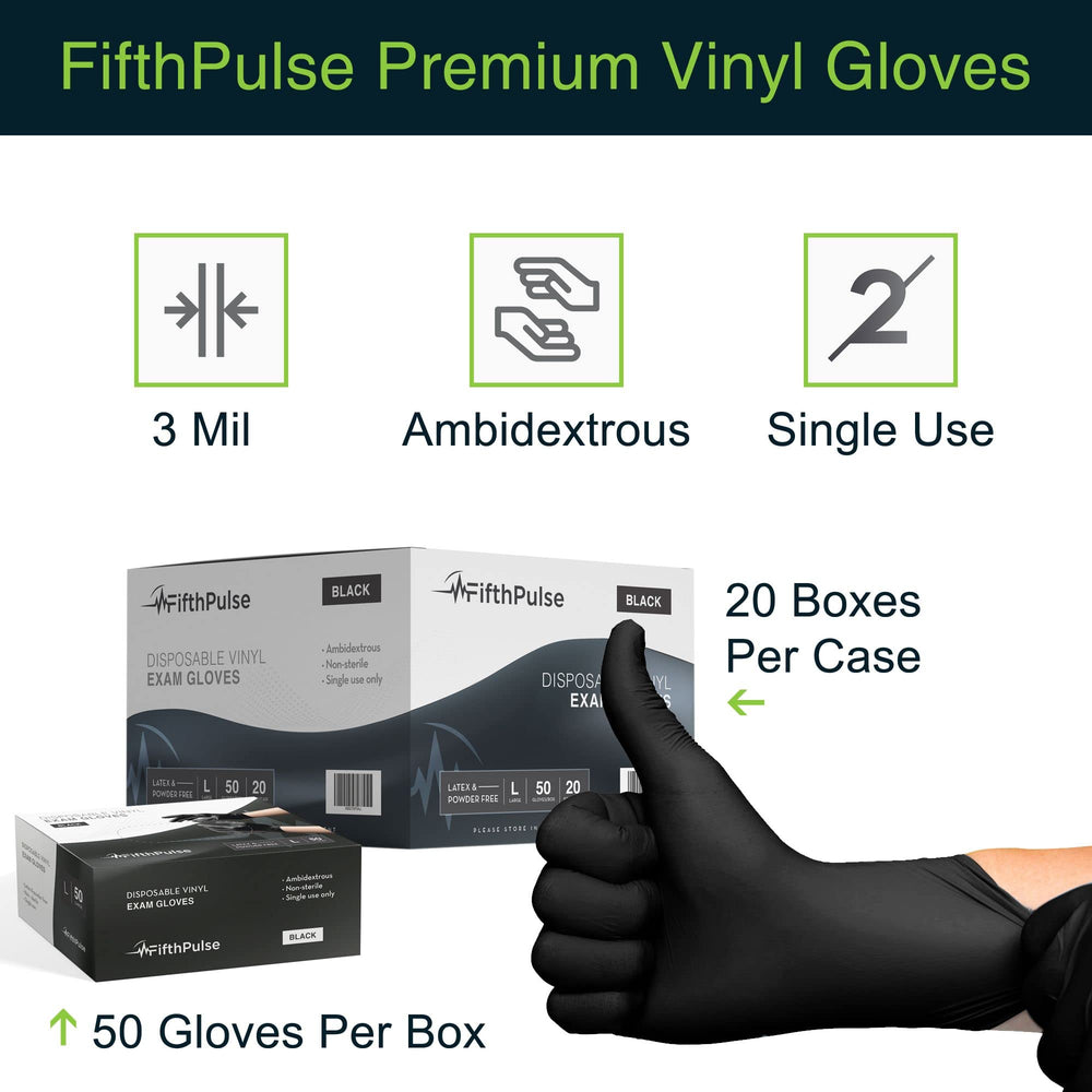 FifthPulse disposable gloves, 3 mil, 50-pack for quick restocks.