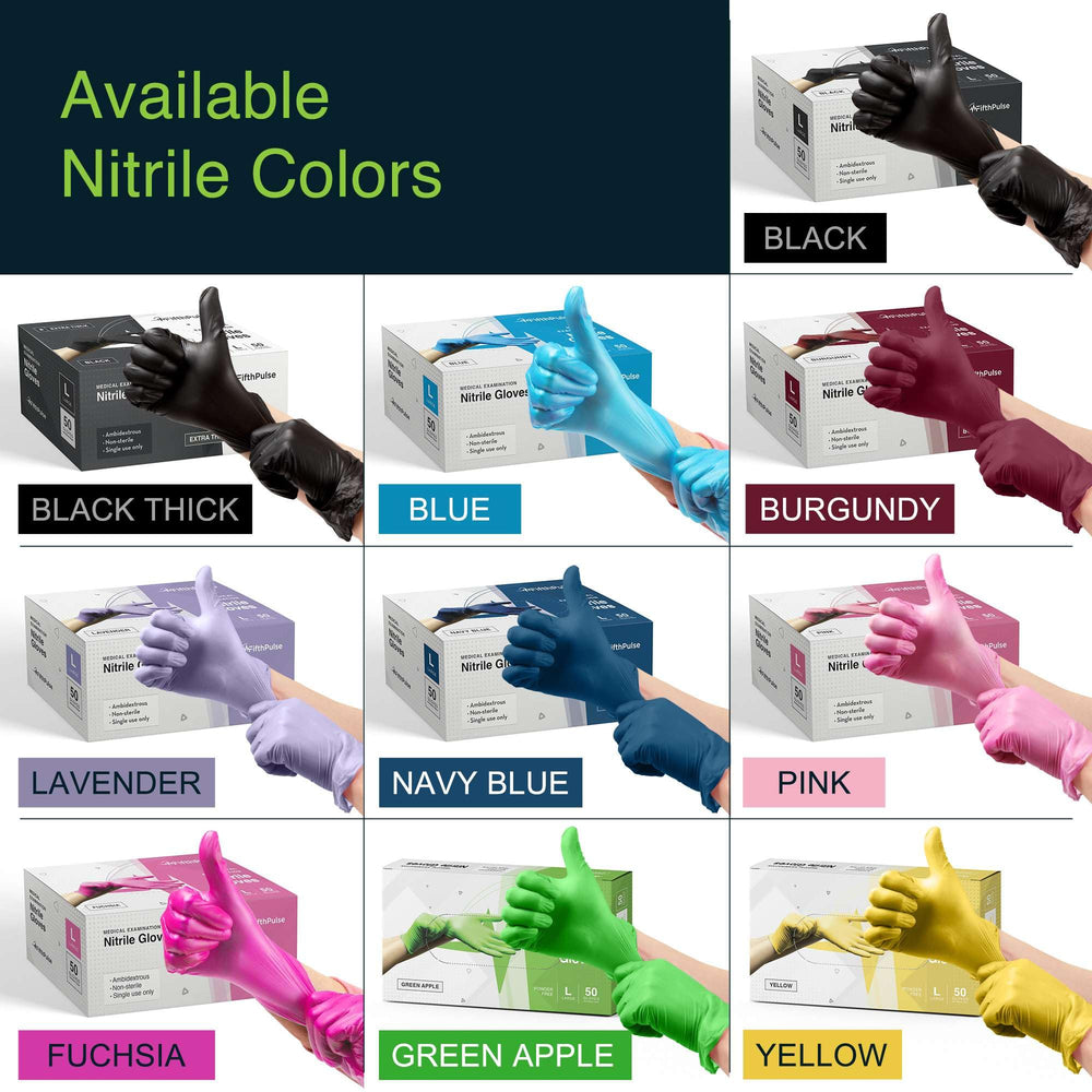 FifthPulse closeup highlights sturdy nitrile texture and vivid color.