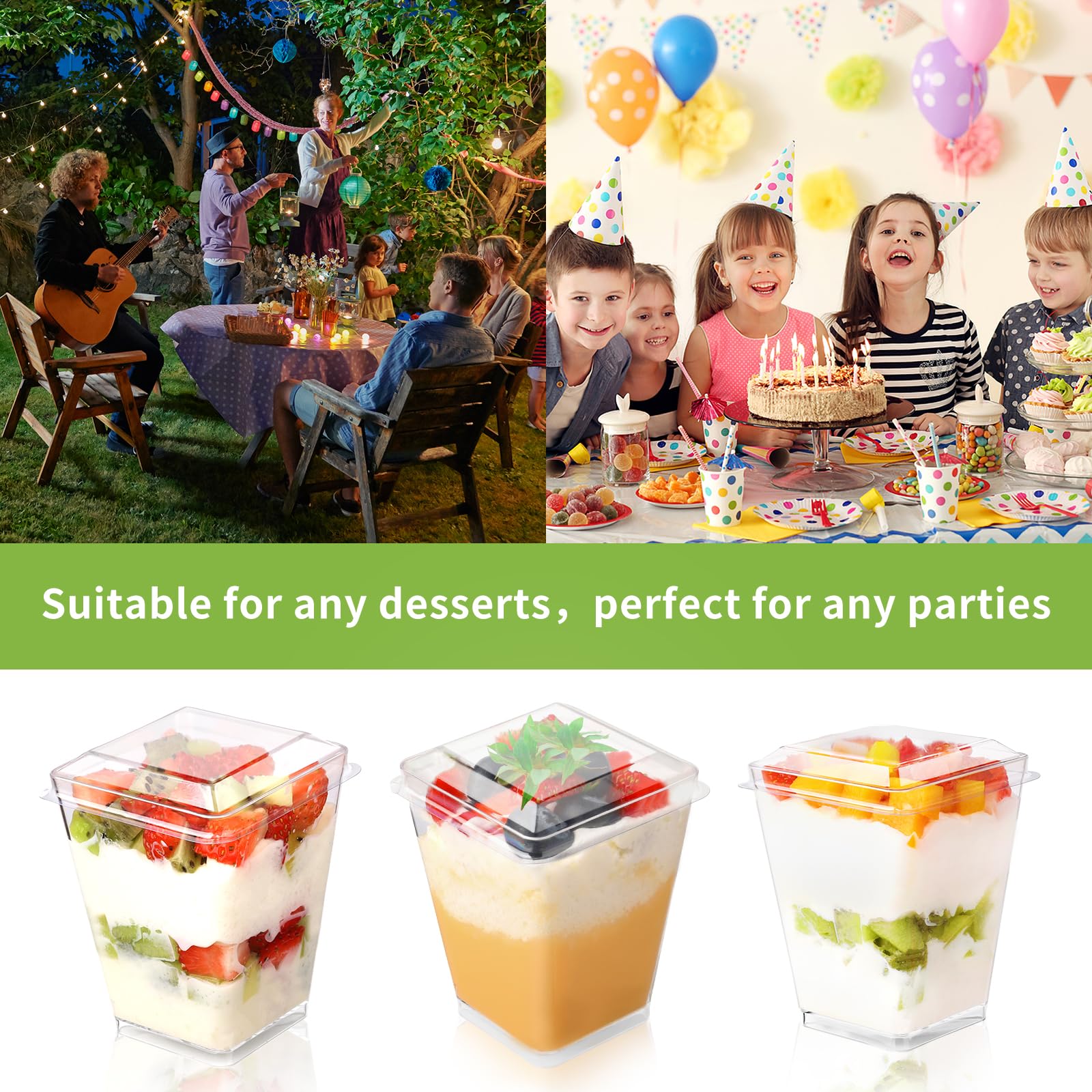 FIFWVGP BPA-free durable plastic cups suitable for many desserts