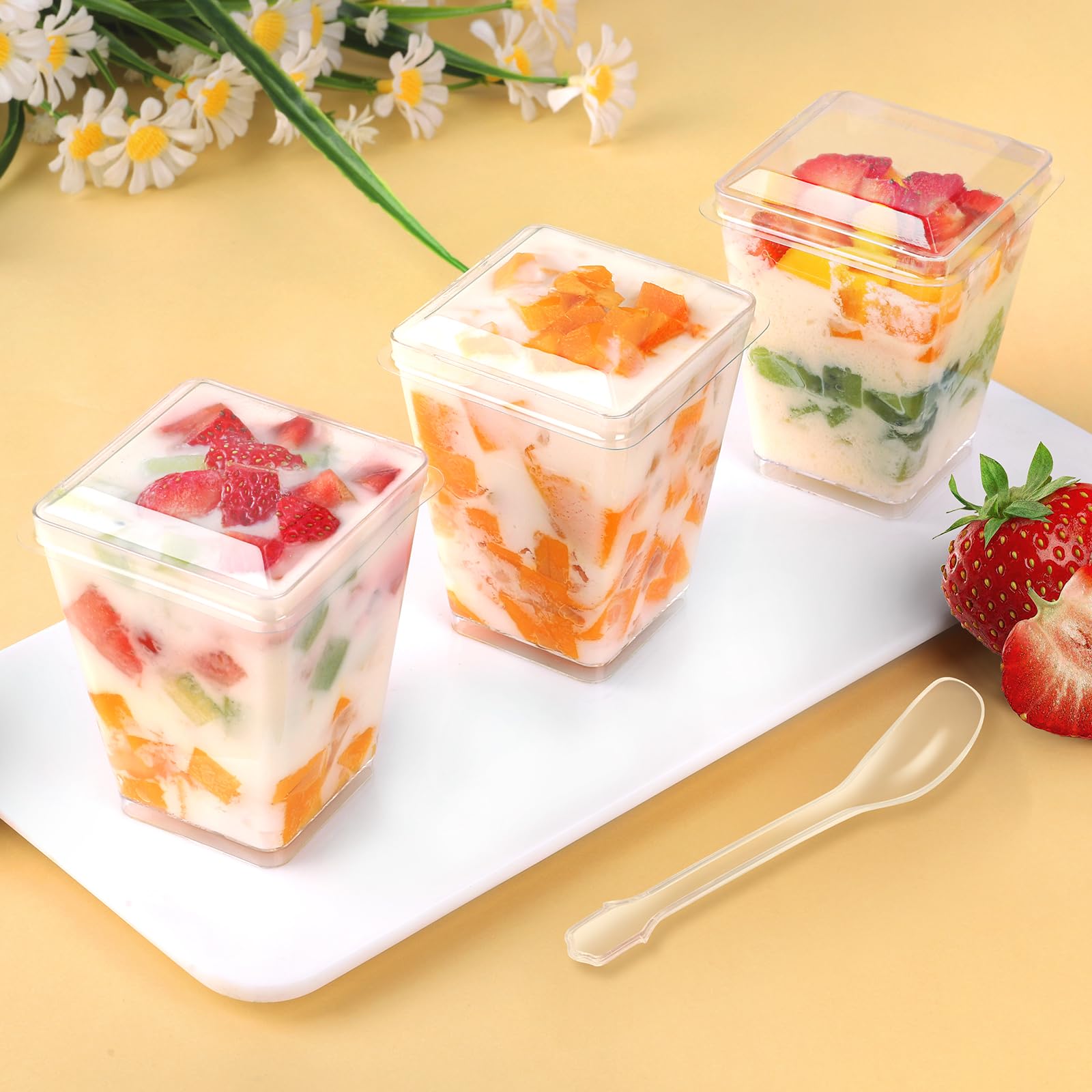FIFWVGP clear dessert cups showcase colorful desserts