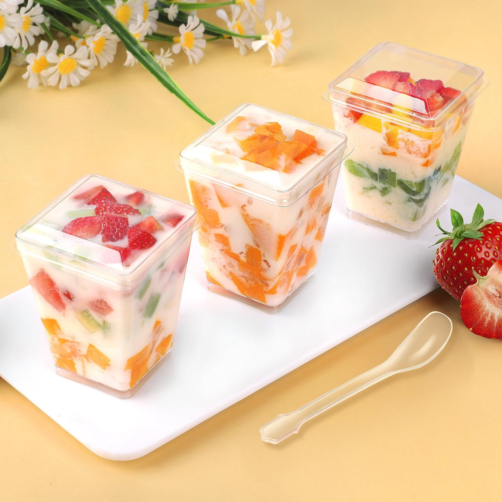 FIFWVGP clear dessert cups showcase colorful desserts