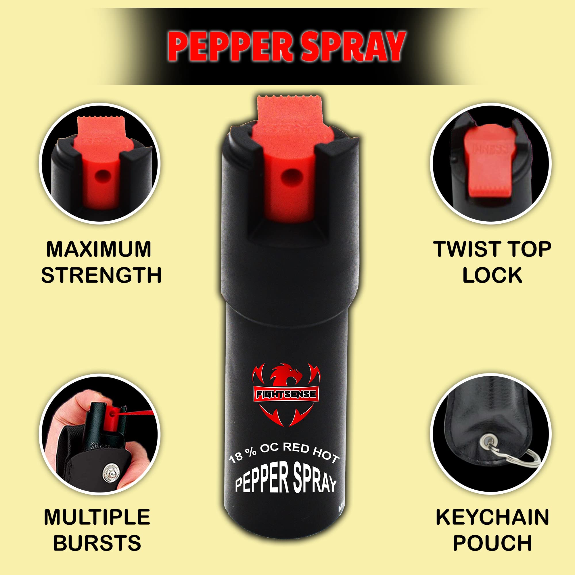 FIGHTSENSE police-grade OC formula for heightened deterrence and reliability.