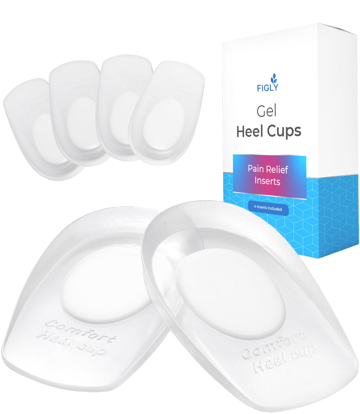 Figly Heel Cushions inside shoe view for cushioned support and shock absorption.