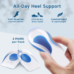 Figly silicone heel pads close-up, soft touch and cushioning detail.