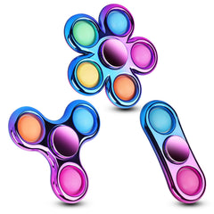 Figrol 3-pack pop spinner closeup showing tactile pops for stress relief.