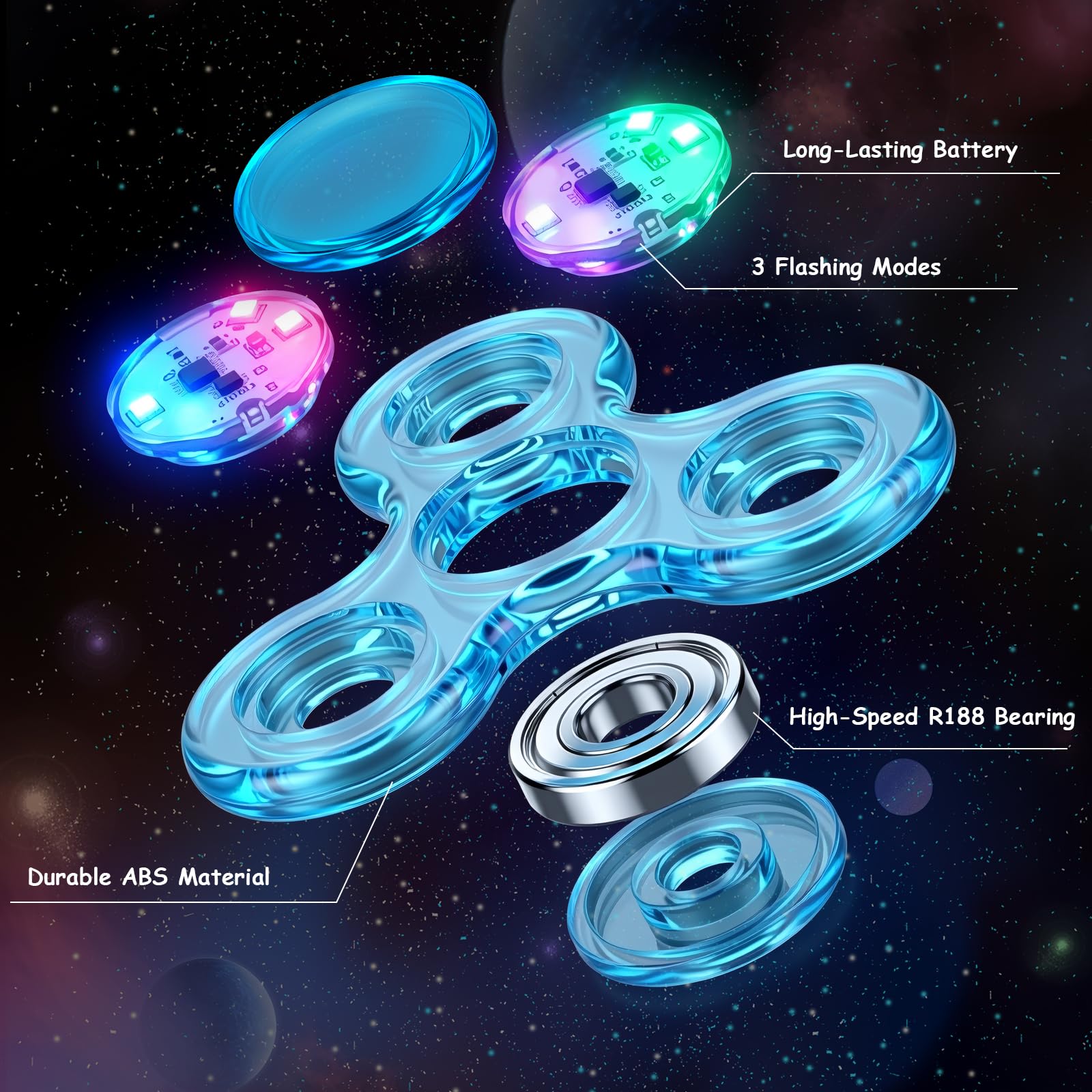 Figrol LED light-up spinner with three modes for calming visual stimulation