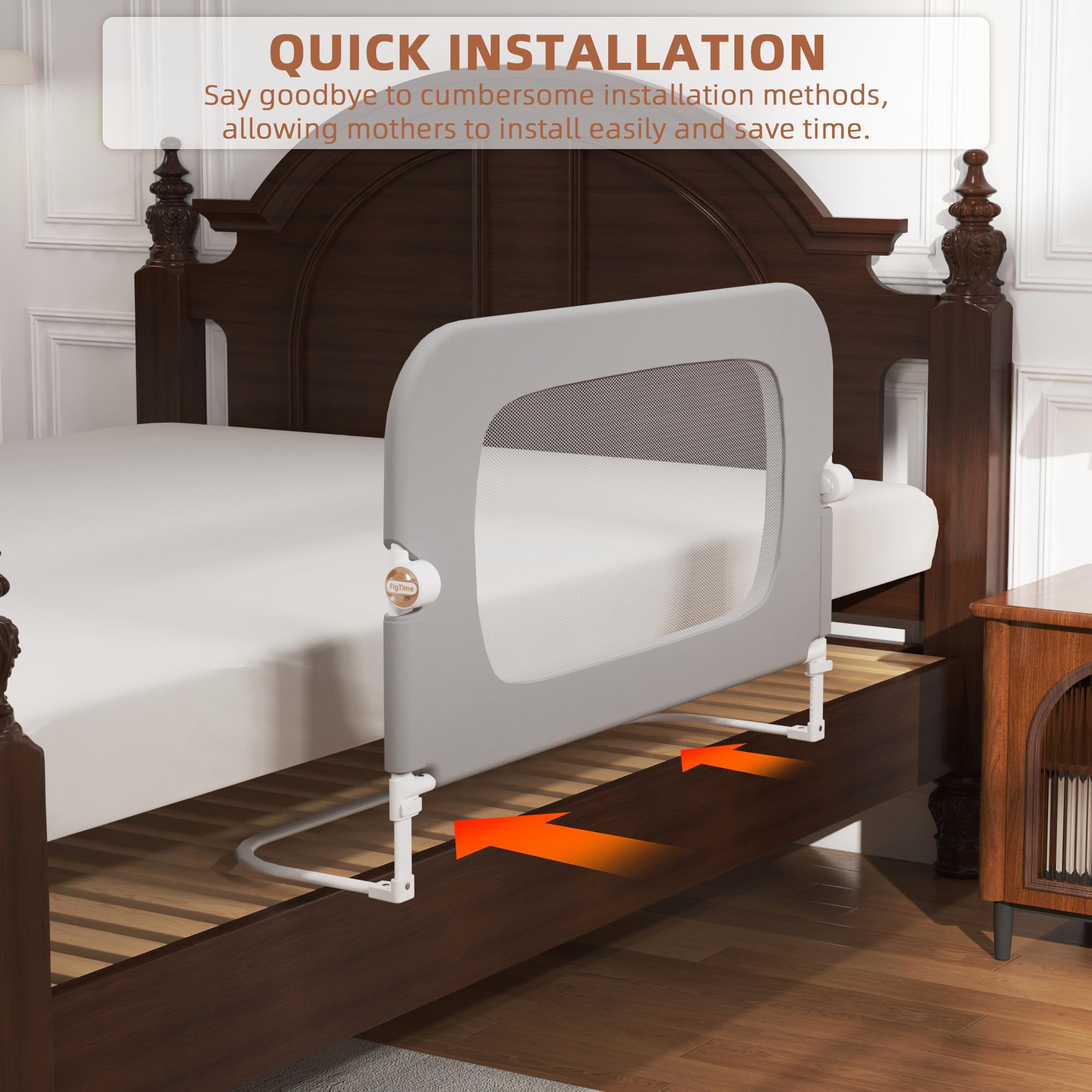FigTime bed rail safety-certified design promotes peace of mind for families.