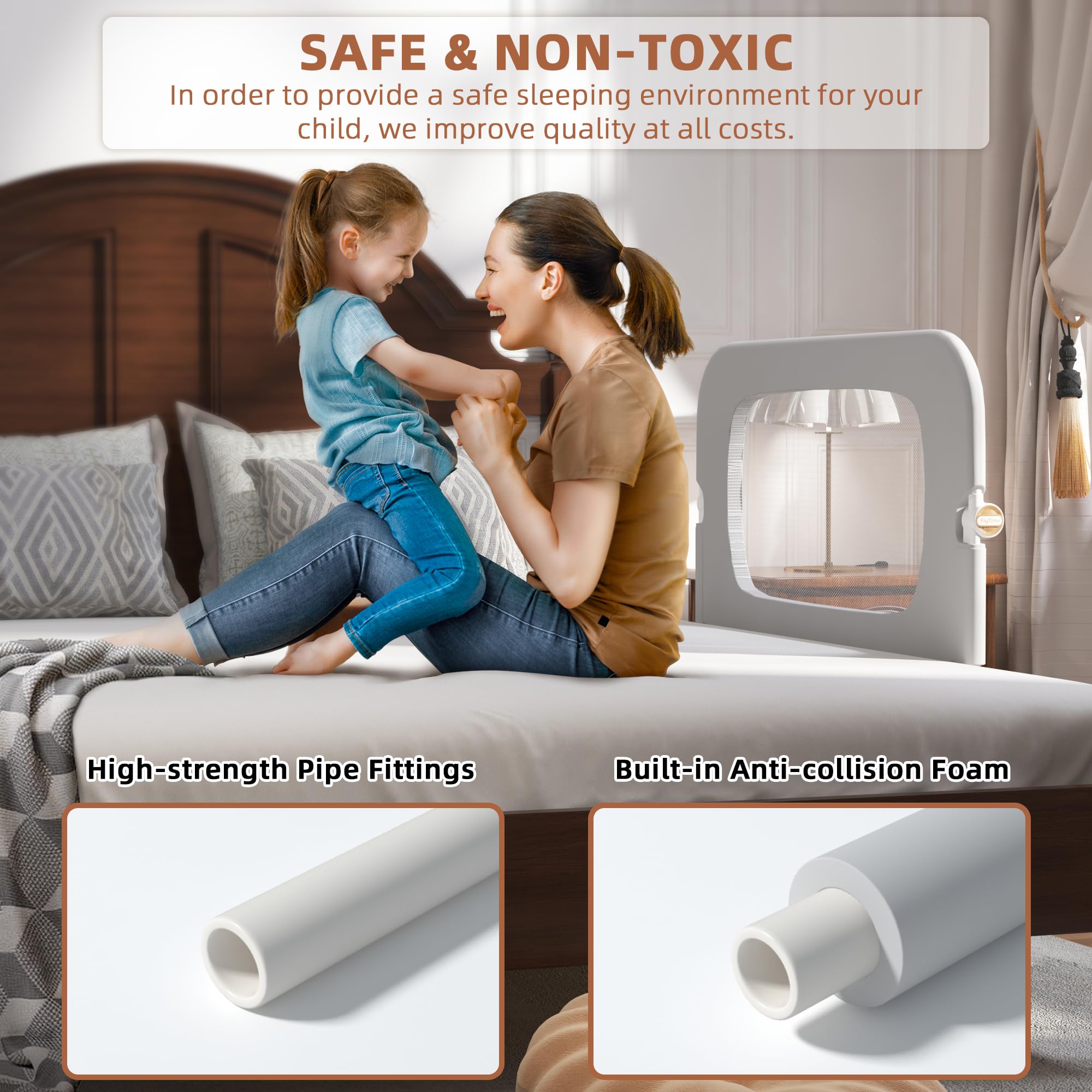 FigTime bed rail U-shaped base provides strong stability for restless sleepers.