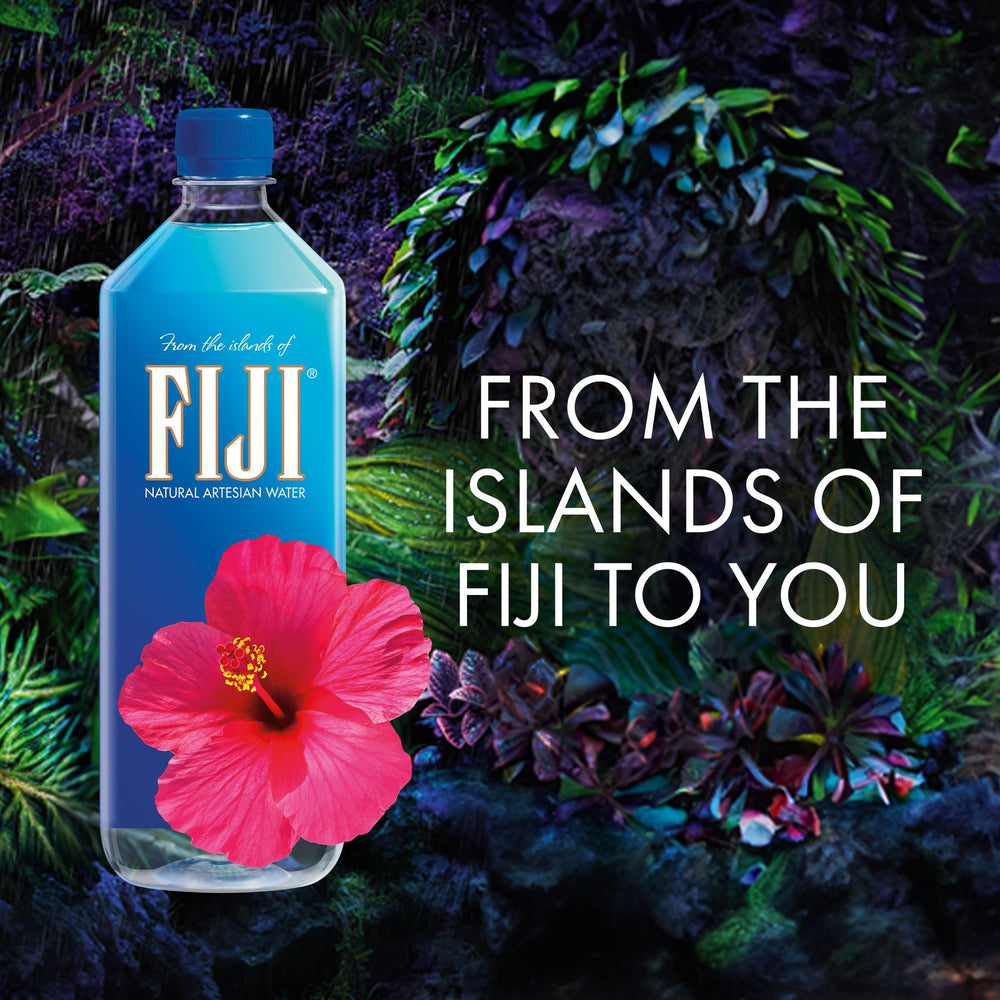 FIJI Water case-pack-12 image illustrating travel-friendly hydration setup.
