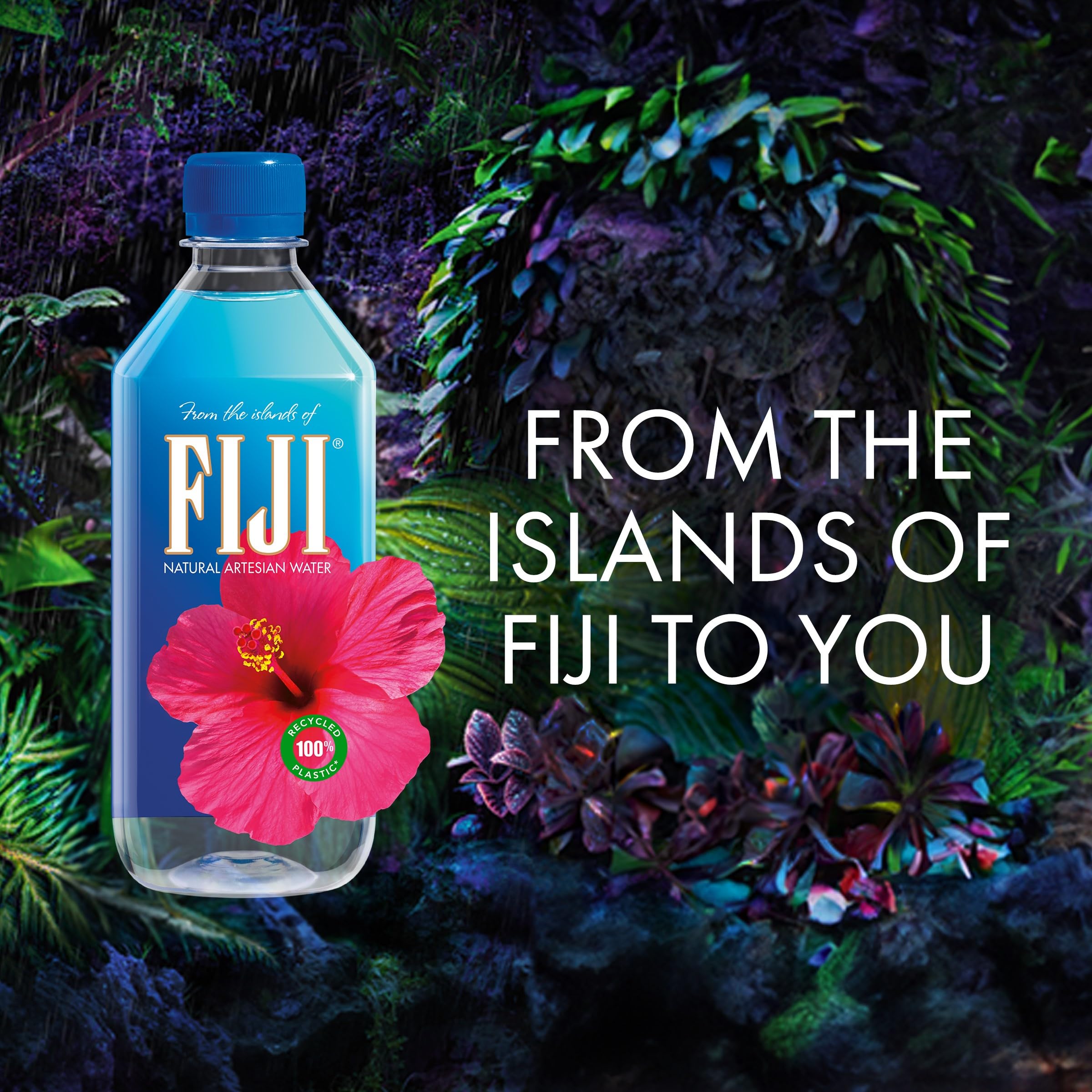 FIJI Water poured into a glass for a crisp refreshment.