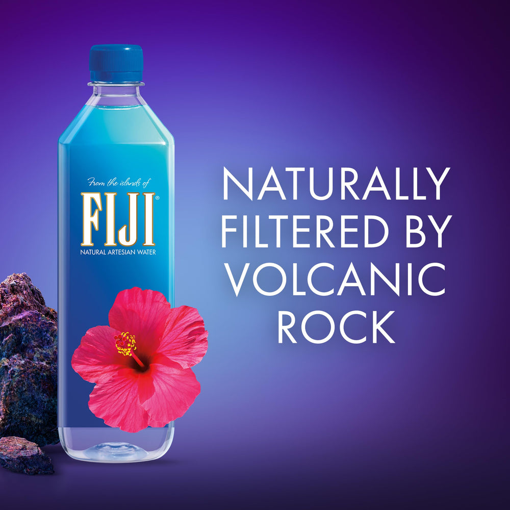 FIJI Water bottle in a hiking kit for outdoor adventures.