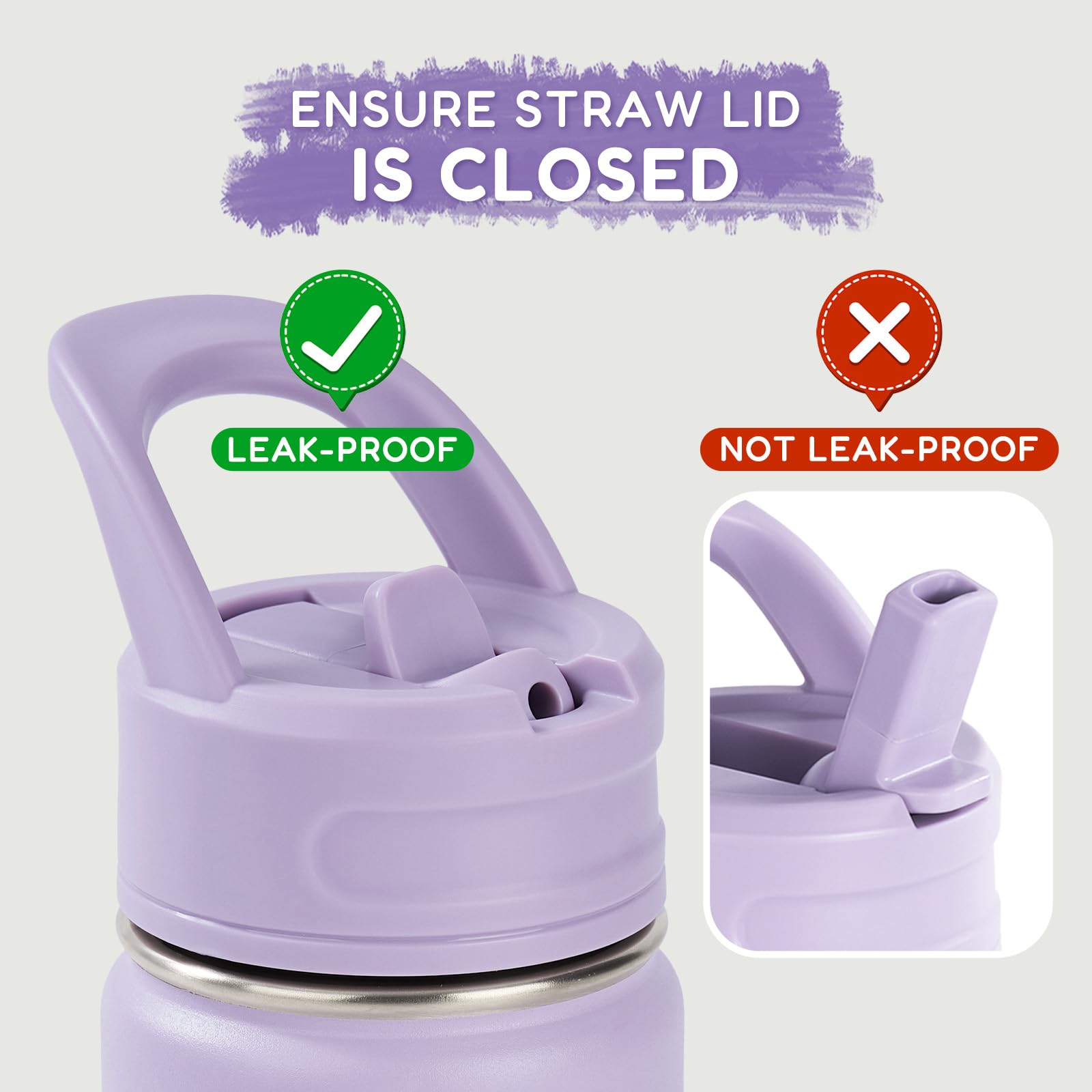 Purple color option shown for vibrant, stylish school hydration.