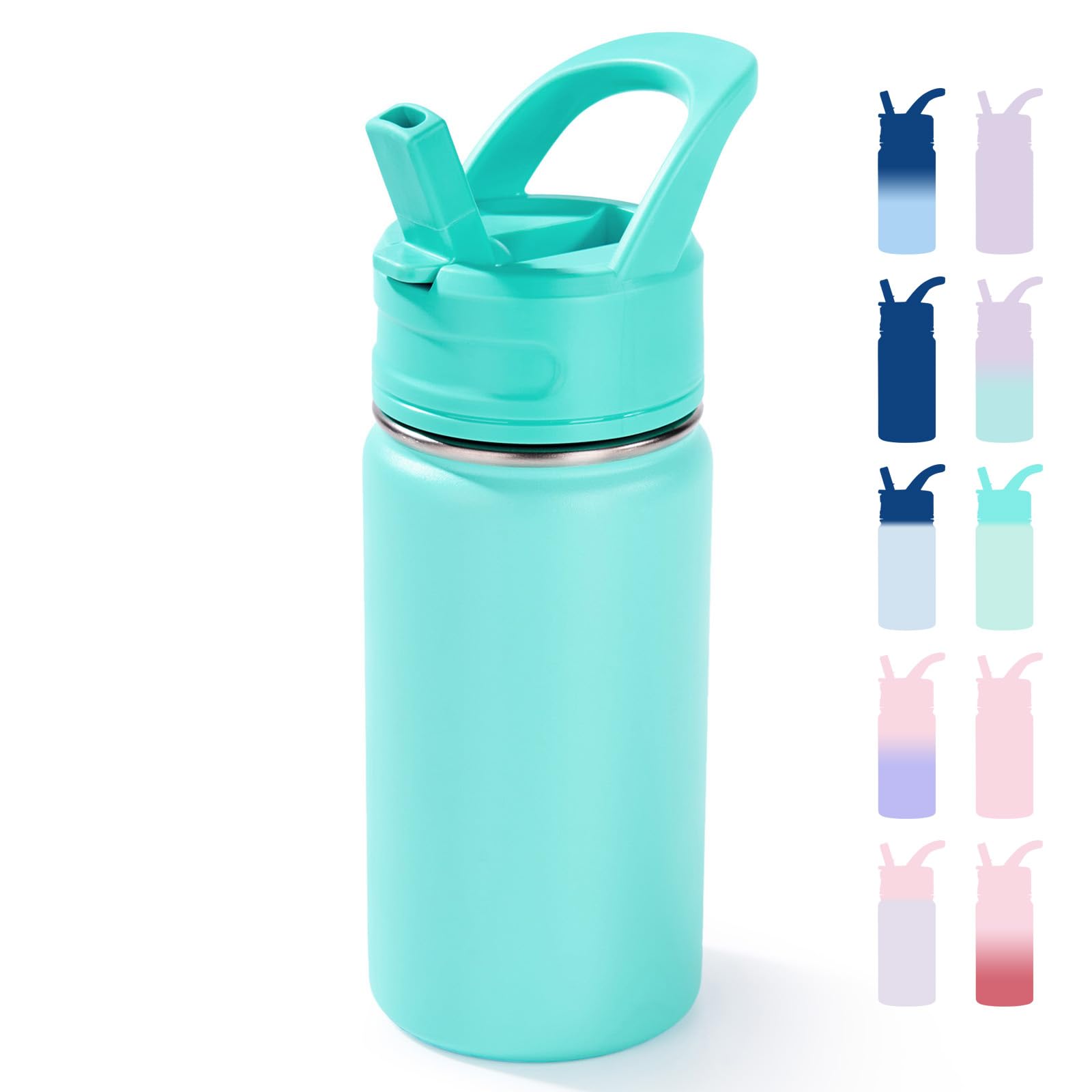 Fijinhom 12oz kids water bottle for school with straw, safe and easy to carry