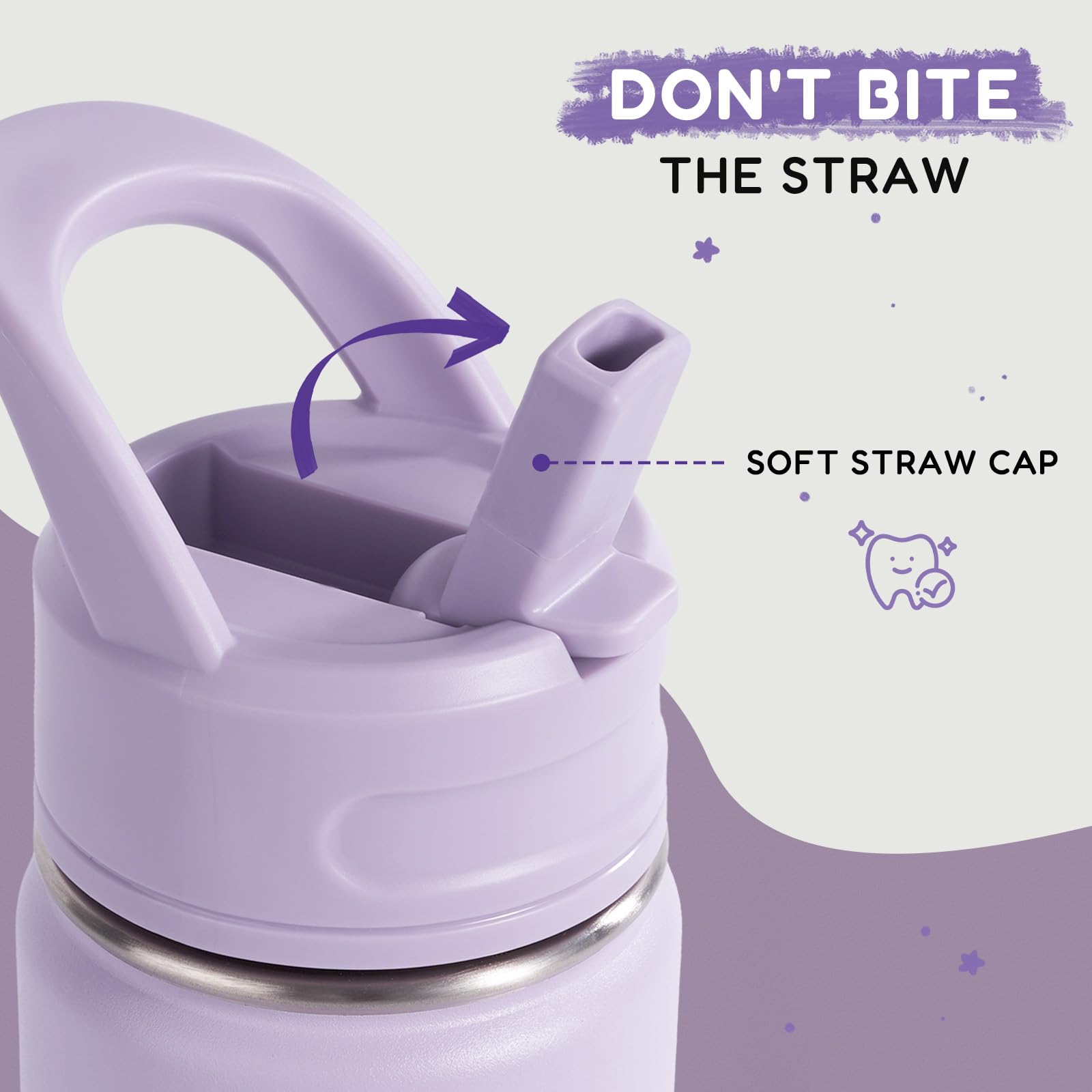 Fijinhom 12oz kids bottle side view highlighting compact size for little hands.