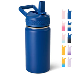 Fijinhom kids water bottle in navy blue, durable 304 stainless steel.