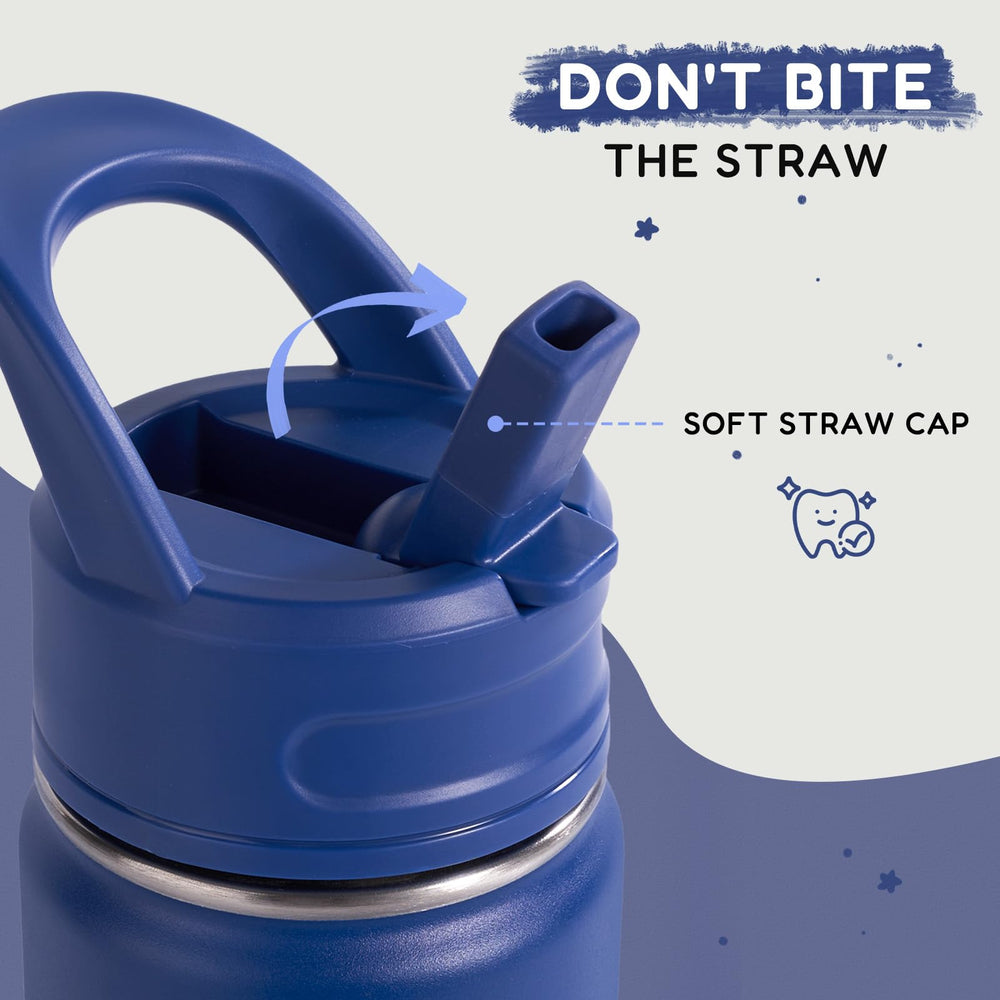 Fijinhom kids water bottle blue with straw, ready for on-the-go sipping