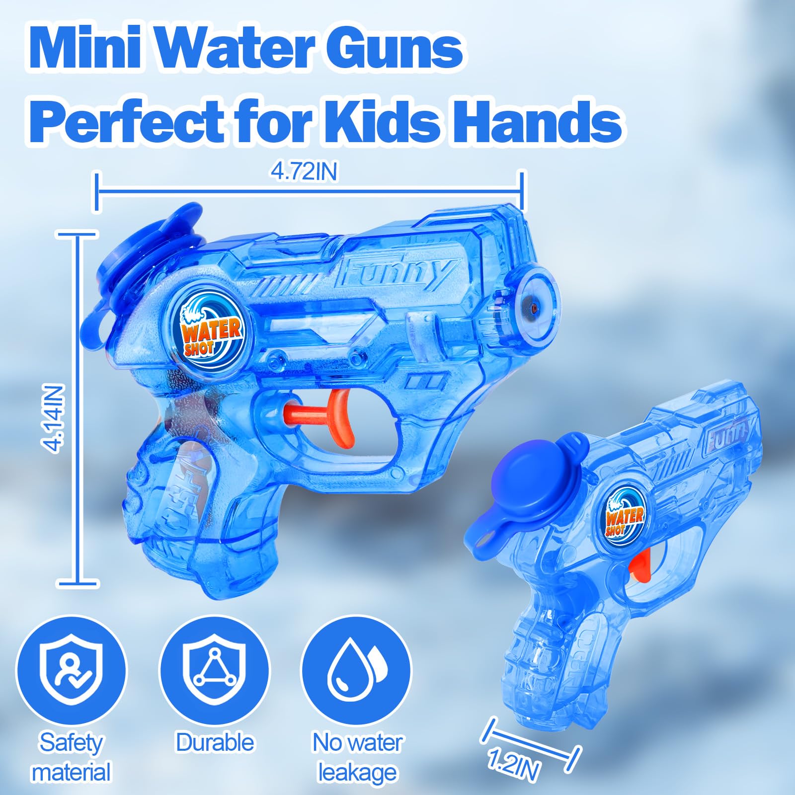 Fikamd mini water gun 4-pack bright colors highlighting kid-friendly design for pool fun