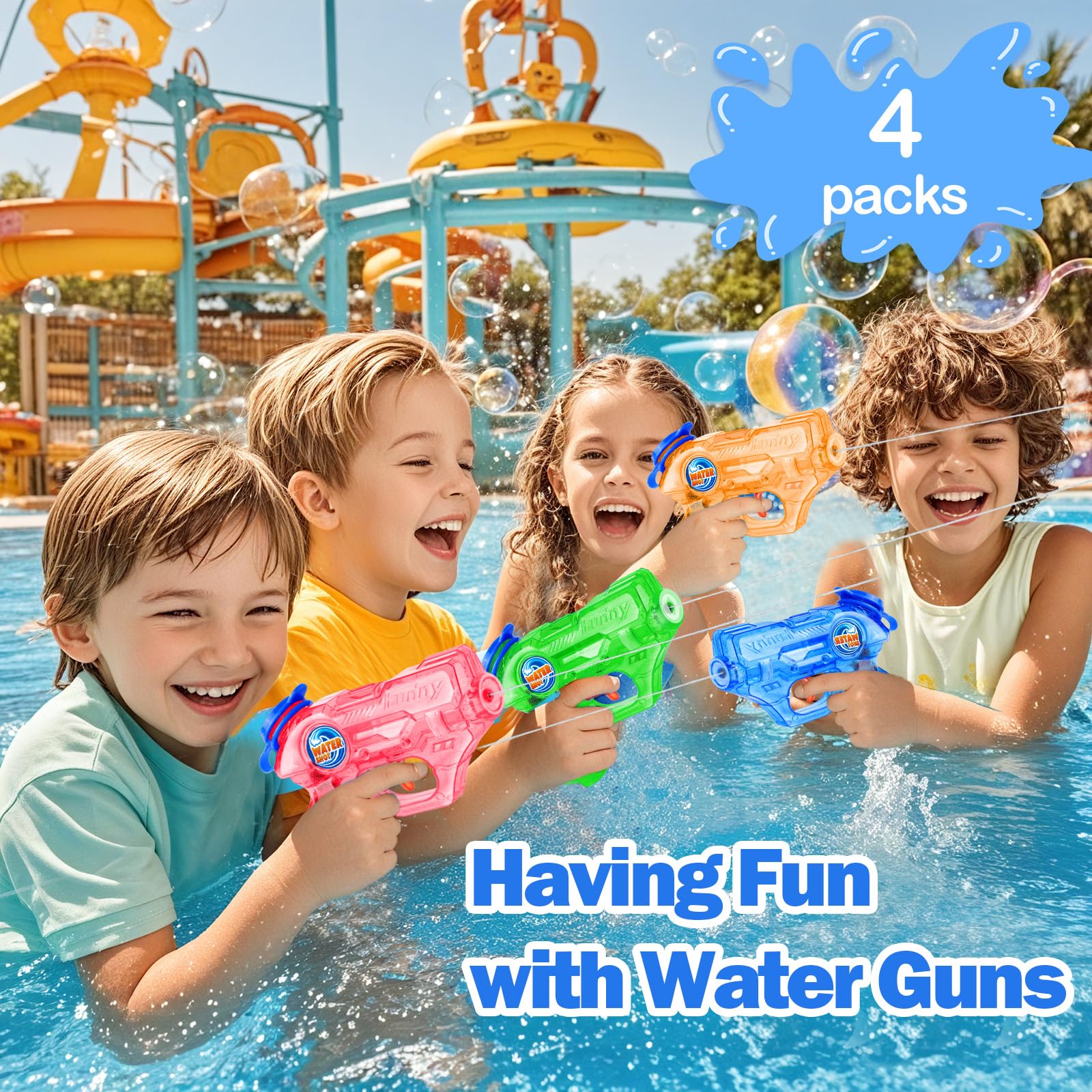 Fikamd mini water gun 4-pack shoots up to 23 feet for action-packed games