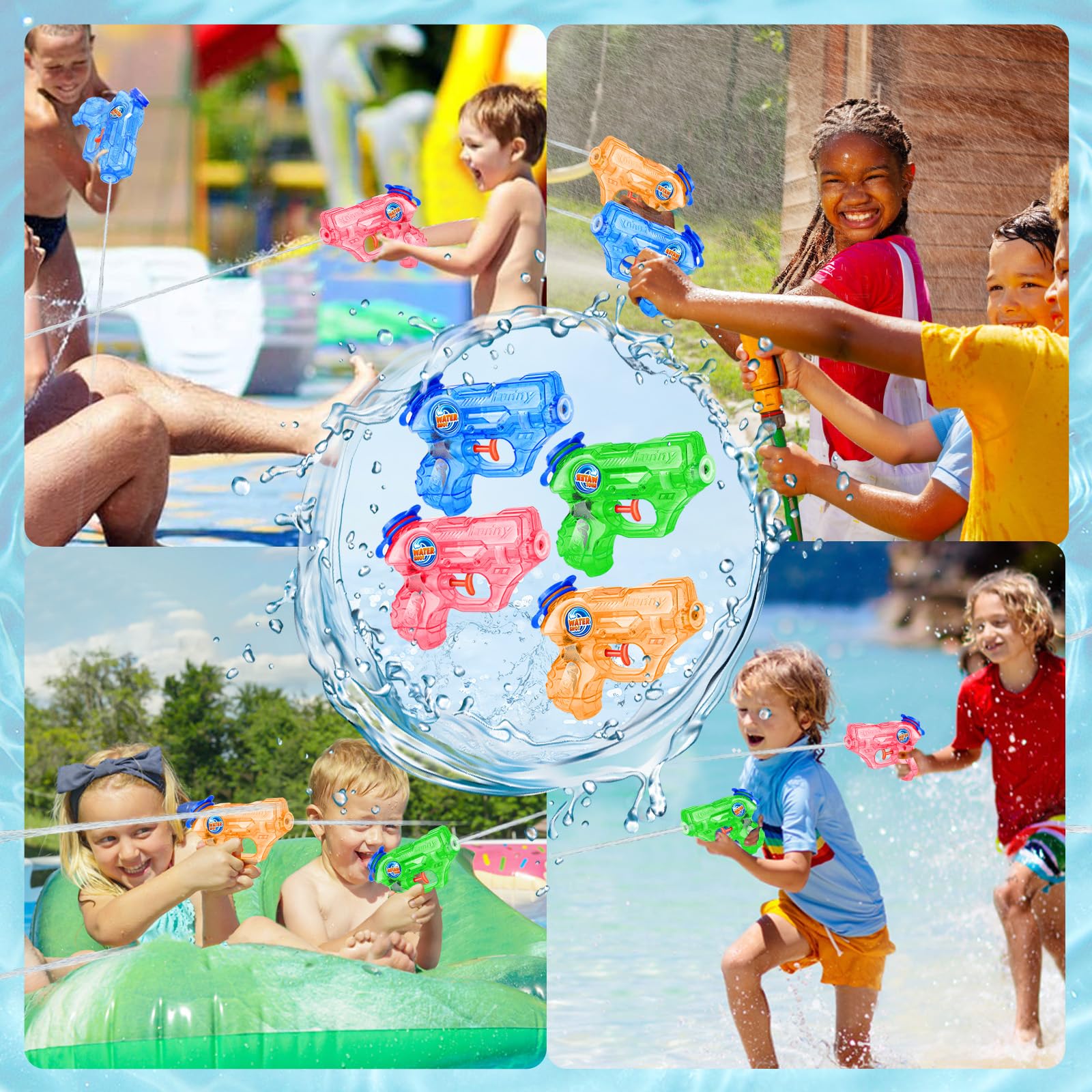 Fikamd mini water gun 4-pack made of durable ABS plastic for outdoor use