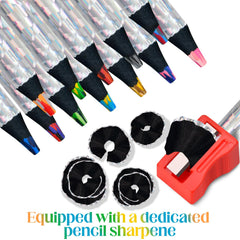 FilmHOO sharpener included with durable rainbow pencils.