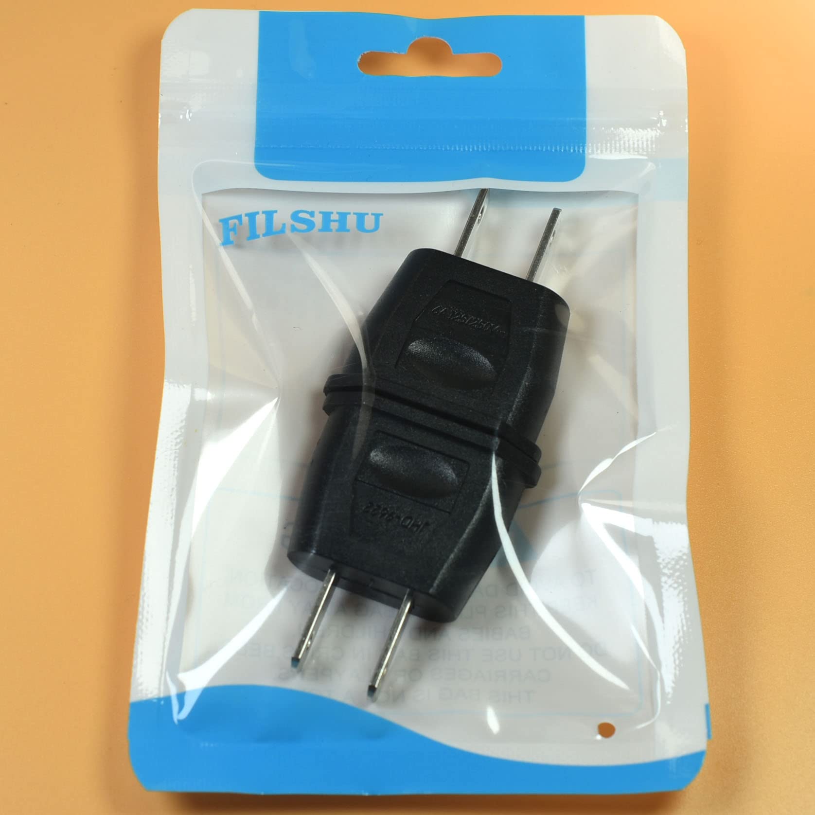 FILSHU compact two-pack, black travel adapters for Europe devices
