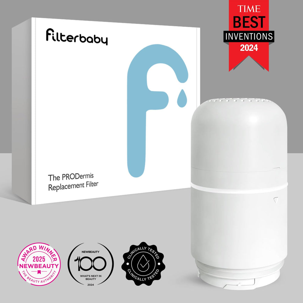 Filterbaby Skincare Filter 2.0 device in faucet during installation.