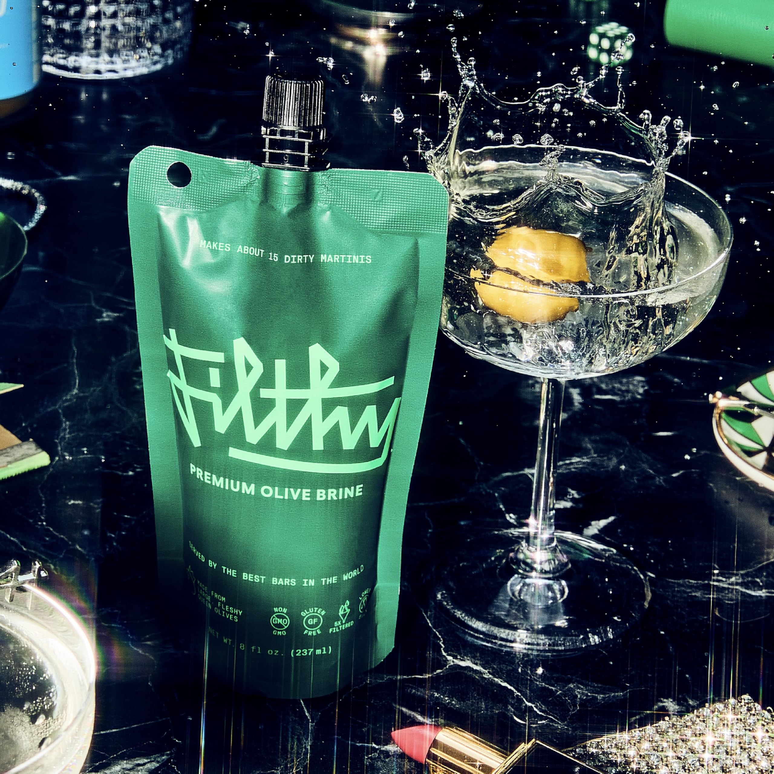 Filthy Food olive brine ingredients highlight naturally cured olives for clean flavor