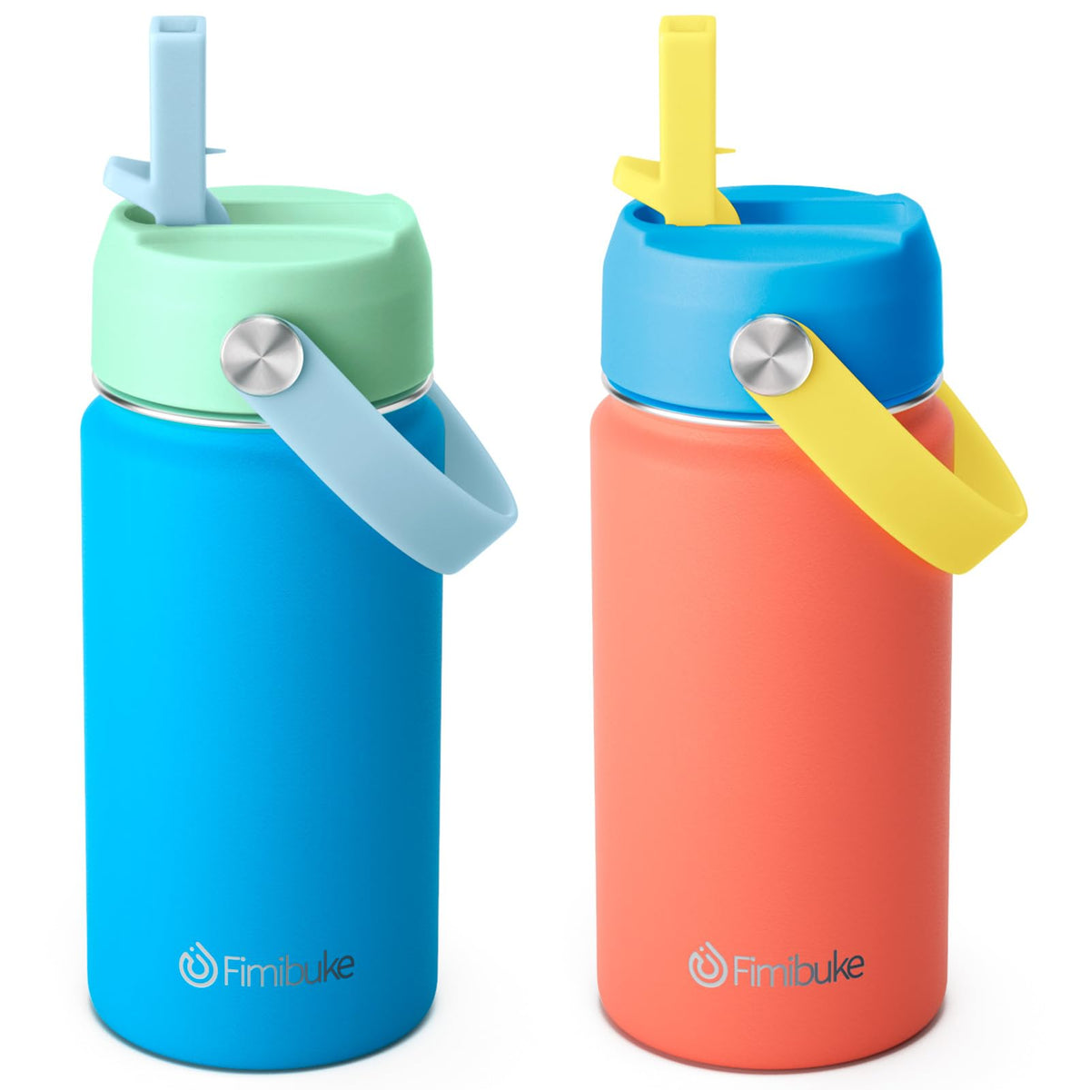 Fimibuke kids water bottle with ocean life pattern, leak-proof and reusable.