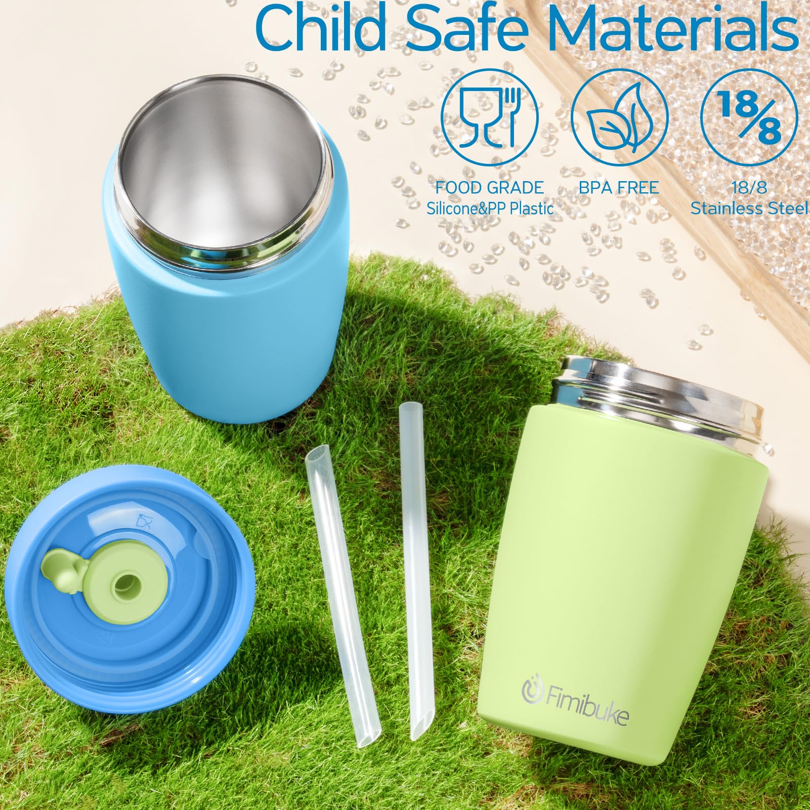 Fimibuke stainless steel kids cups are durable and BPA-free.