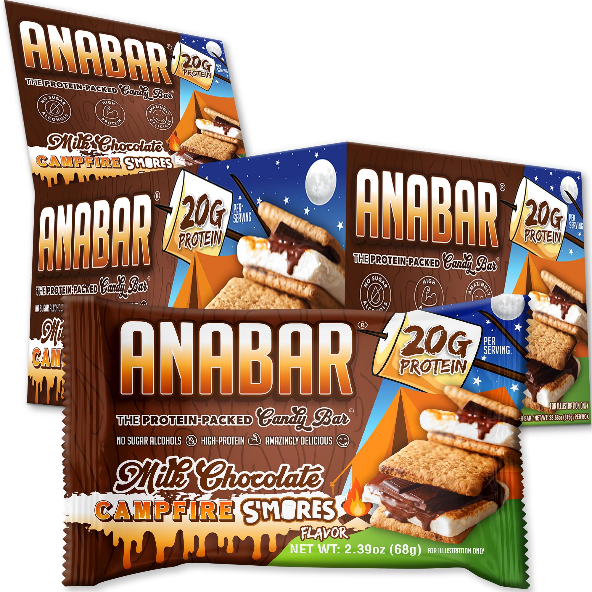 Final Boss Anabar milk chocolate Campfire S'mores bar, unwrapped with melt-in-mouth coating.