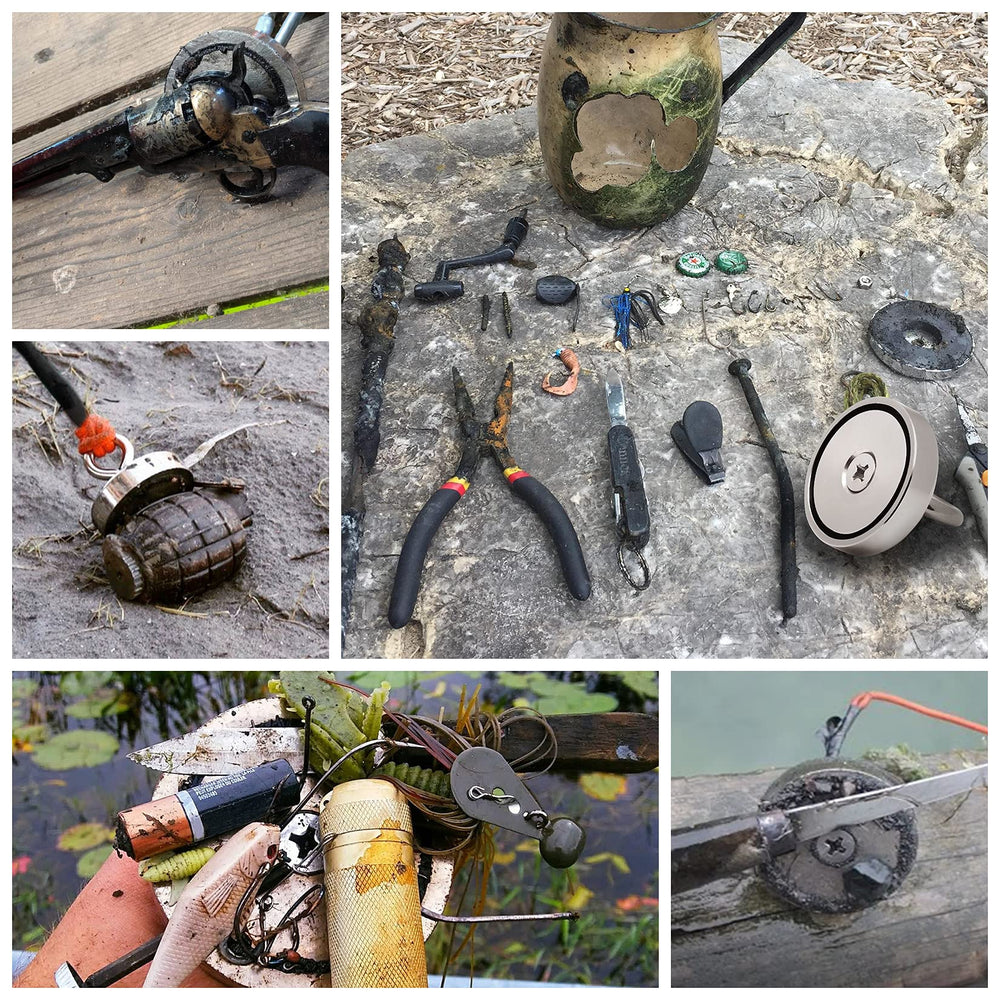 FINDMAG complete river magnet fishing kit ready for treasure retrieval.