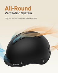 Findway Pro Bike Helmet with built-in visor blocking sun while riding.