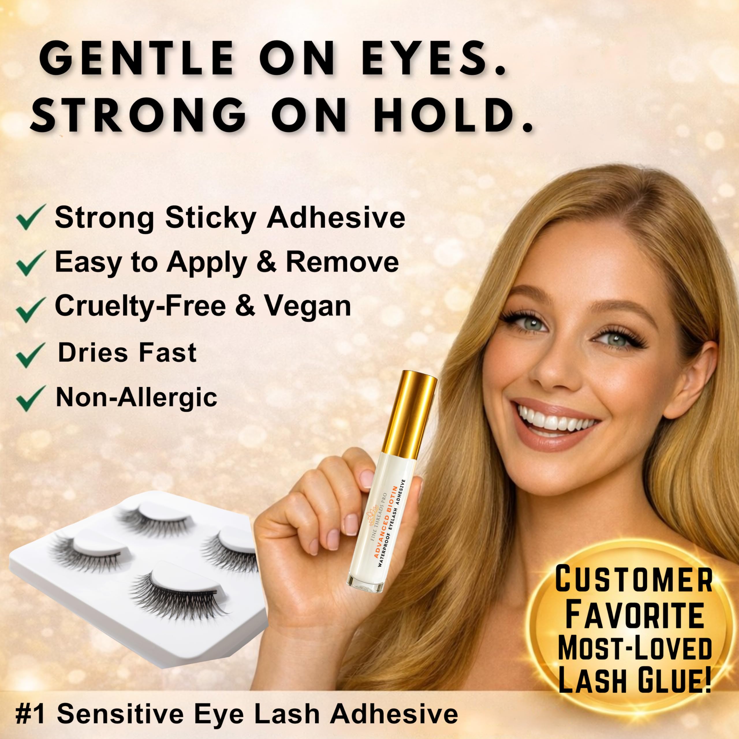 Fine Threads Pro dried-black glue enhances seamless lash blending